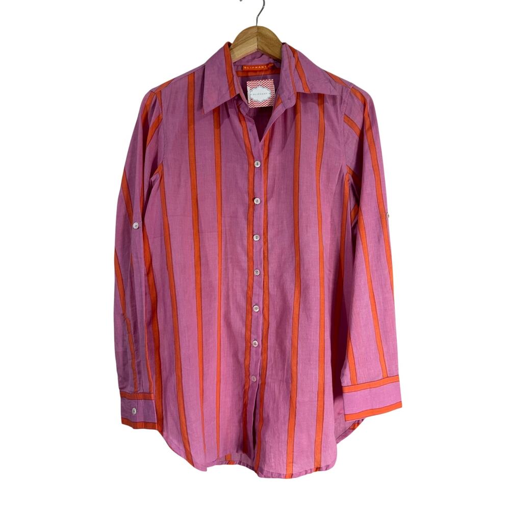 Oliphant Zedi Orange Lilac Stripe Button Down Large